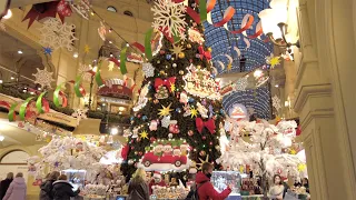 Russian Christmas Decorations in Moscow 2021 // Walk Video