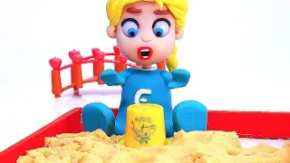 DibusYmas Baby superhero playing in the sand 💕Play Doh Stop motion cartoons