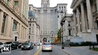 New York City 4K - Wall Street - Lower Manhattan - Driving Downtown