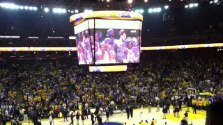 NBA 2015 Finals GM 6 Oracle watch party Warriors trophy presentation