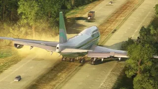 SLIPPED ON THE HIGHWAY Boeing 747 plane at Manchester airport