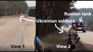 Russian tank fires point blank at a group of Ukrainian soldiers (+18)