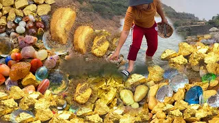 Great Finding Natural Gold, Diamond Amethyst. Diamonds, Quartz Crystal at the mountain