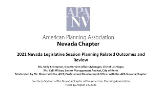 2021 Nevada Legislative Session Planning Related Outcomes and Review