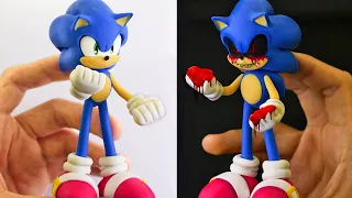 SONIC convert into SONIC.EXE (2 in 1)💀 Polymer clay Tutorial