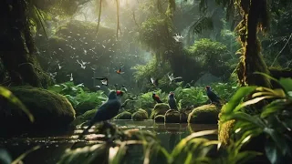 8 Hour of Beautiful Colorful Birds sound in Rainforest