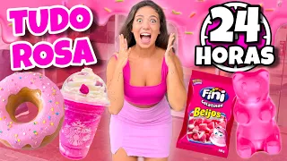 24 HORAS COMENDO, COMPRANDO E USANDO TUDO ROSA🩷 *nivel hard!!!*