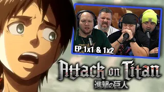 First time watching Attack on Titan reaction episodes 1X1 & 1X2 (Sub)