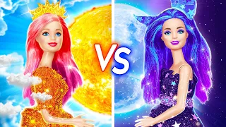 DAY vs NIGHT DOLL MAKEOVER || One Colored Makeover Challenge! by 123 GO!