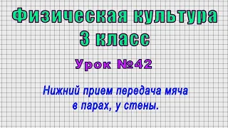 Физическая культура 3 класс (Урок№42 - Нижний прием передача мяча в парах, у стены.)