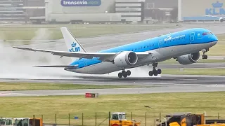 (4K) Planes struggle to land during a STORM! - Plane spotting day at Amsterdam airport Schiphol