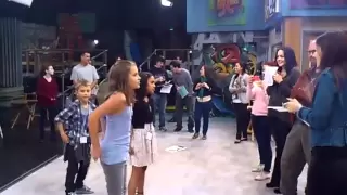 Madison and Shalom performing to the Victorious Cast and Crew in Los Angeles