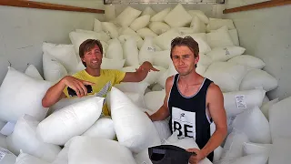 Moving Truck full of 1000 PILLOWS! *Last Standing Wins*