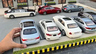 Parking Mini Sedan Diecast Model Car Collection at Miniature Parking Lot