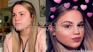 GIVING MY COUSIN A MAKEOVER!!||Step by step makeup tutorial!♥️♥️