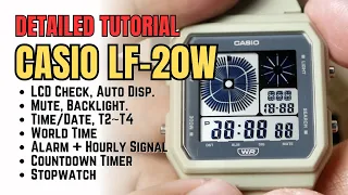 Casio LF-20W Tutorial: Detail How To Set Time, Date, Alarms, Timer, LF20W Twin Graph Manual