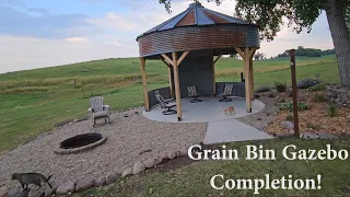 Grain Bin Gazebo & Fire Pit Completion - Ripping Off Tin & Mounting Support Posts - part 5