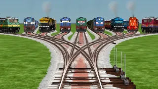 9 Indian Train 3d Crossing At Curved X Cut Railway Tracks | train game 3d | train simulator 2022