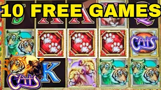 10 FREE GAMES ON CATS! HIGH LIMIT SESSION ON CATS SLOT MACHINE