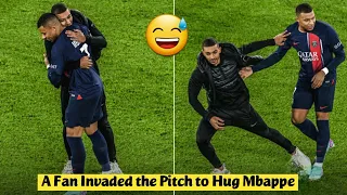 😅 A Fan Invaded the Pitch to Hug Kylian Mbappe during PSG vs AC Milan 3-0