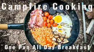 Early Autumn Woodland Campfire Cooking  |  One Pan All Day Bushcraft Breakfast