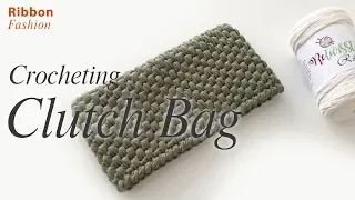 Crochet Clutch Bag With Ribbon Yarn