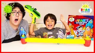 Ryan's Rocket Race Game vs. Daddy!! Loser Gets Blast with Slime!!!!!