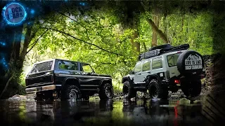 Traxxas TRX-4 Ford Bronco and Axial SCX10 II Jeep Cherokee XJ river run (no music)