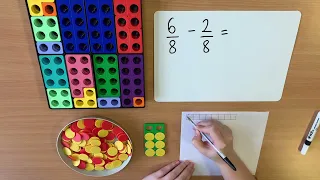 Year 3 - Subtracting fractions with the same denominator (within one whole) - Numicon and Bar Models