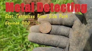 Looking for treasures metal detecting a river side park in East Tennessee.  | Minelab Equinox 900.