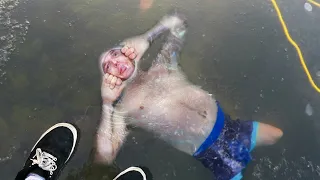 he got STUCK underwater..