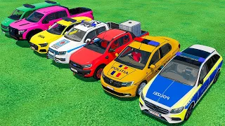 ALL POLICE CARS BMW, RANGE ROVER, CHEVROLET TRANSPORTING WITH MAN TRUCKS! Farming Simulator 22