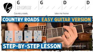 100% EASIEST WAY TO PLAY "Country Roads" on Guitar | Lesson for Beginners