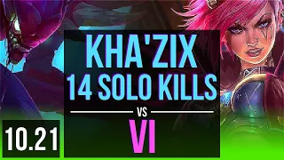 KHA'ZIX vs VI (JUNGLE) | 14 solo kills, Quadra, Legendary, 68% winrate | TR Grandmaster | v10.21