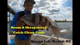 Best Way To Catch Drum & Sheepshead @ Ocean Isle (Catch Clean Cook)