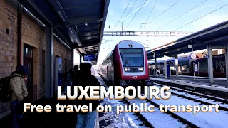 Traveling by public transport in Luxembourg. Everything is free!!! |4K| Outdoor Traveltransport lu