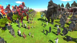 EARTH WAR - HUMAN TEAM vs MONKEY TEAM - Animal Revolt Battle Simulator