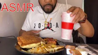 ASMR: pancake platter| pancake breakfast platter|Eating sounds (no talking )Denny’s Mukbang