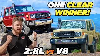 V8 v.s. 4 Cylinder LandCruiser Dyno Tuning shootout! New 79 Series compared towing & offroad