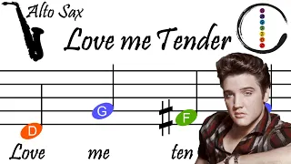 Love me Tender - Alto Saxophone Relaxing Beginner Sheet Music with Easy Notes & Letters