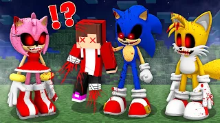 How JJ got Trapped by the SONIC.EXE AMY ROSE Tails EXE in Minecraft Challenge - Maizen JJ and Mikey