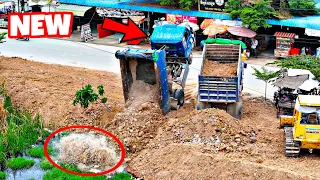 Most Incredible New Project Action! Crazy Dump Truck Unloading Dirt Fail Help By Komatsu D31PX Dozer