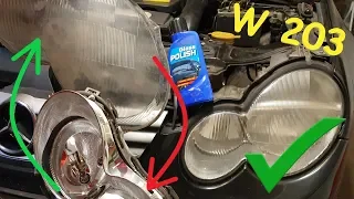 Mercedes w203 Headlights Assembly Removal / Glass Restoration C class - Cheap DIY
