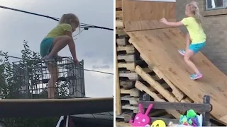 5-Year-Old Takes American Ninja Warrior Course Made By Dad! | What's Trending Now