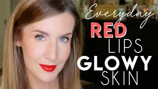 Daytime Red Lipstick & Glowing Skin using Banana Powder