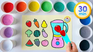 Sand painting Kitchen Collection for Kids - Blender mixer, Fruits & Veggies, Microwave, and more!