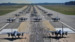 70 F-15 Strike Eagles Takeoff in Elephant Walk