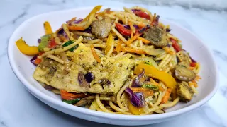 CHICKEN STIR-FRY SPAGHETTI - READY IN 20 MINUTES. SPECIAL STIR-FRY PASTA.