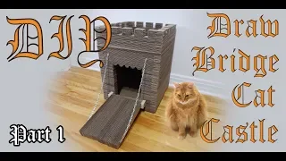 DIY Square Cardboard Cat Castle With Draw Bridge Part 1