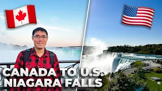 Walking from Canada to the United States Niagara Falls